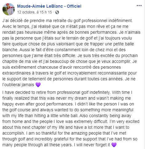 Tiré de la page Facebook officielle de Maude-Aimée Leblanc